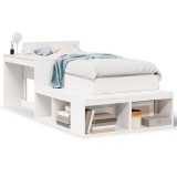 Cumpara ieftin Cadru de pat fara saltea, alb, 75x190 cm, lemn masiv de pin