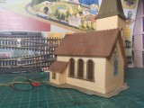 Trenulet casuta Biserica cu clopot H0 diorama