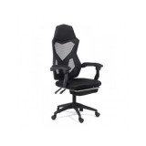 Scaun birou ergonomic cu suport picioare OFF 424, mesh, suport lombar, baza polipropilena, 110 kg, negru