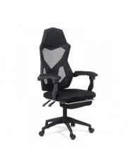 Scaun birou ergonomic cu suport picioare OFF 424, mesh, suport lombar, baza polipropilena, 110 kg, negru foto