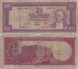 1957 ( 1 VII ) , 2&frac12; turkish lira ( P-152a ) - Turcia