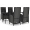 Set mobilier de gradina cu perne, 5 piese, negru, poliratan