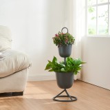 Suport 2 ghivece plante Alphen 76,5cm negru [en.casa] HausGarden Leisure, [en.casa]