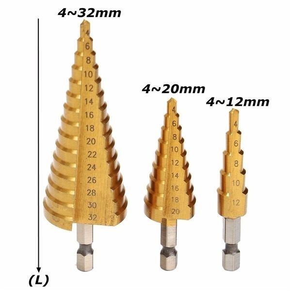 Burghiu in trepte pentru metal, 4-12 MM Titanizat