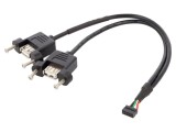 Cablu USB 2.0 DELOCK 84832, USB A x2, conector 10 pini, 0.25m, 28AWG