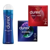 Cumpara ieftin Pachet Durex Prezervative Extended Pleasure 3 buc + Prezervative Feel Thin 3 buc + Lubrifiant Durex Originals 50 ml