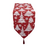 Cumpara ieftin Traversa masa Craciun Braduti poliester rosu alb 33x180 cm