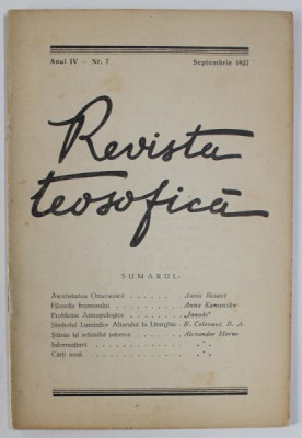 REVISTA TEOSOFICA , No. 7 , SEPTEMBRIE , 1937 foto