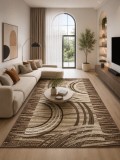 Cumpara ieftin Covor Luna 1816-12 Maro 60x110 cm, Polipropilena, Antialergic, Inaltime Fir 6 mm, Design Geometric Modern