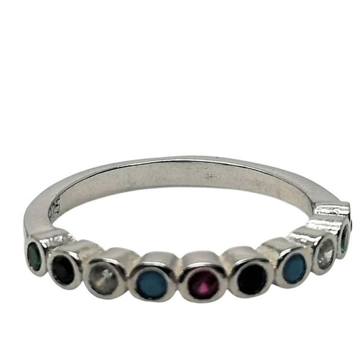 Inel argint 925 cu zirconii colorate m55
