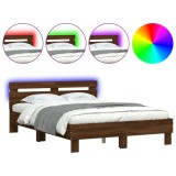 Cumpara ieftin Cadru de pat cu tablie si LED, stejar maro, 135x190 cm
