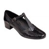 Pantofi dama cu bareta pentru dans - Model Negru din piele naturala Croco STD25CRN