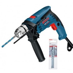 Bosch GSB 13 RE Masina de gaurit cu percutie, 600W + Set 3 burghie zidarie
