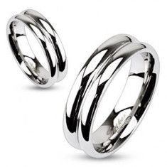 Inel din oțel - impresie două inele legate - Marime inel: 52