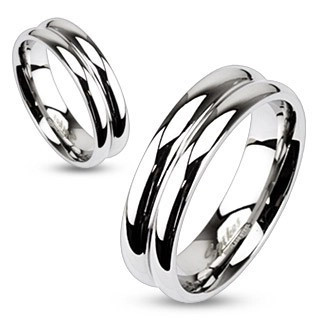 Inel din oțel - impresie două inele legate - Marime inel: 60 foto