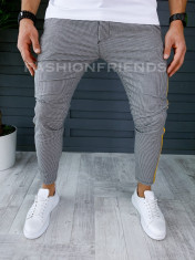 Pantaloni barbati galben in carouri smart casual ZR P18039 foto