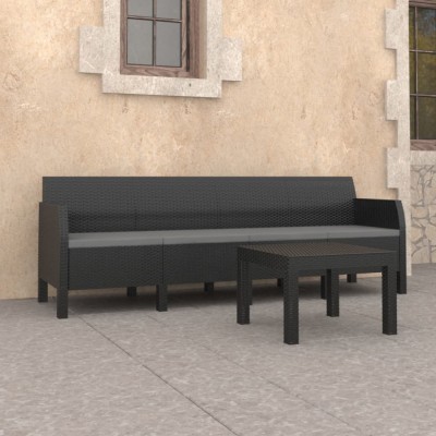 vidaXL Set mobilier de grădină cu perne, 2 piese, antracit, PP ratan 3079670 foto
