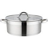 Cratita din inox Grunberg, 26 cm, 5 l, capac din sticla