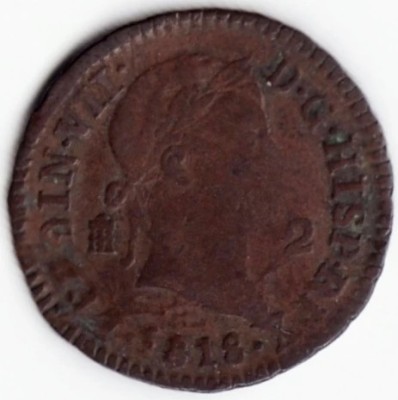 Moneda Spania - 2 Maravedis 1818 - Ferdinand al VII-lea foto