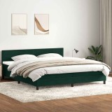 vidaXL Pat box spring cu saltea, verde &icirc;nchis, 180x210 cm, catifea 3316320