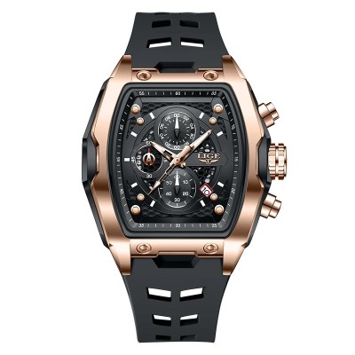 Ceas Barbati Lige 89194 Rose Gold-Negru , Design Casual, Functii Multiple, Afisaj Luminos, Rezistent la Apa 3ATM foto