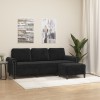 VidaXL Canapea cu 3 locuri și taburet, negru, 180 cm, catifea 3201220