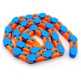 Jucarie Senzoriala Antistres,Fidget Toys, Puzzle de Imbinat Tip Sarpe, 24 Piese, +3 Ani, Portocaliu Albastru
