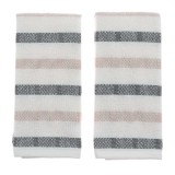 Prosop bucatarie Caressa E015, bumbac, alb + gri, 40 x 60 cm, set 2 bucati