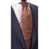 Cumpara ieftin Cravata Matase Barbati, Nod Contrastant, Model Unicat N1669, Bronz Metalizat Bordeaux, 148cm, Made in Italy, Cutie Cadou