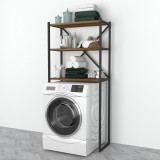 Raft baie de sine statator 160x66x34cm metal pal negru/nuc [en.casa] HausGarden Leisure
