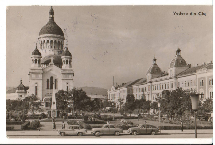 CPIB 18039 CARTE POSTALA - VEDERE DIN CLUJ. RPR, MASINI DE EPOCA