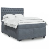 VidaXL Pat box spring cu saltea, gri &icirc;nchis, 140x190 cm, catifea 3290913