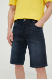 Mustang pantaloni scurti jeans Chicago Shorts barbati, culoarea albastru marin