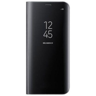 Husa Samsung Galaxy S9 - Flip Mirror tip Carte, Capac translucid, Neagra foto