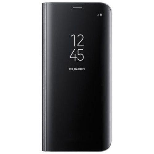 Husa Samsung Galaxy S9 - Flip Mirror tip Carte, Capac translucid, Neagra