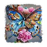 Cumpara ieftin Sticker decorativ, Fluture, Albastru, 55 cm, 6726ST, Oem