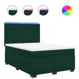 Cumpara ieftin Pat box spring cu saltea, verde inchis, 140x190 cm, catifea