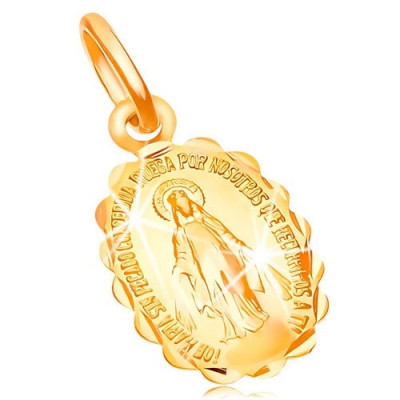 Pandantiv din aur galben 14K - medalion cu două fețe cu Fecioara Maria foto