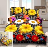 Cumpara ieftin Lenjerie Pat 3D Leopard Sd023, Bumbac, 4 Piese, Fara Elastic, Imprimeu