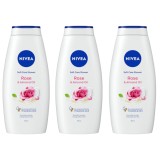 Set 3x Gel de dus NIVEA Roses &amp;amp; Almond Oil 750 ml