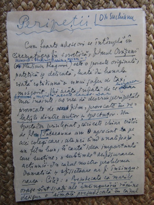 MANUSCRIS D. I. Suchianu 10 PAGINI