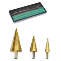 Pachet Freza in trepte, burghiu conic ,freza metal 4-32 mm, set 3 bucati si Set freze diamantate ,30 piese foto