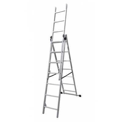 Scara aluminiu, 3 tronsoane, 7 trepte, max 150 kg, 4.23 m,&amp;nbsp;Drabest foto