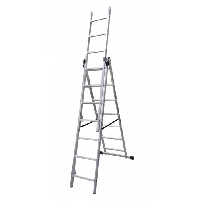 Scara aluminiu, 3 tronsoane, 7 trepte, max 150 kg, 4.23 m,&nbsp;Drabest