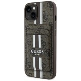 Husa pentru iPhone 15 - Guess Cardslot 4G Stripes MagSafe (GUBPHCP15SP4RPSW) - Brown