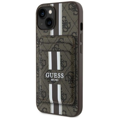 Husa pentru iPhone 15 - Guess Cardslot 4G Stripes MagSafe (GUBPHCP15SP4RPSW) - Brown foto