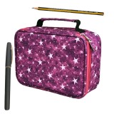 Penar ZEQAS tip geanta cu 4 compartimente, include un creion si un pix, incapator, capacitate 72 accesorii, confectionat dintr-un material textil de i