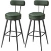 VASAGLE set 2 scaune de bar rotative 360&deg;, cu spatar, inaltime 101 cm, piele sintetica, cadru otel, stil modern, verde Household NewTrend