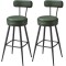 VASAGLE set 2 scaune de bar rotative 360&deg;, cu spatar, inaltime 101 cm, piele sintetica, cadru otel, stil modern, verde Household NewTrend