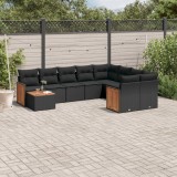 vidaXL Set canapele de grădină cu perne, 10 piese, negru, poliratan 3260396
